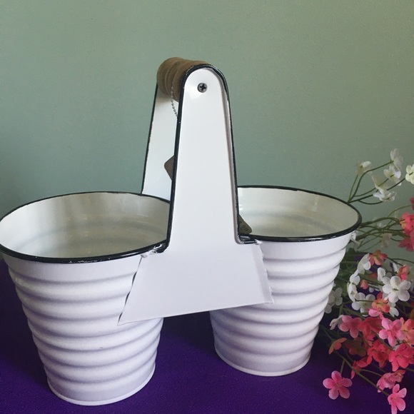 Dual Pot Enamel Wood Turned Handle - Picture 3 of 8